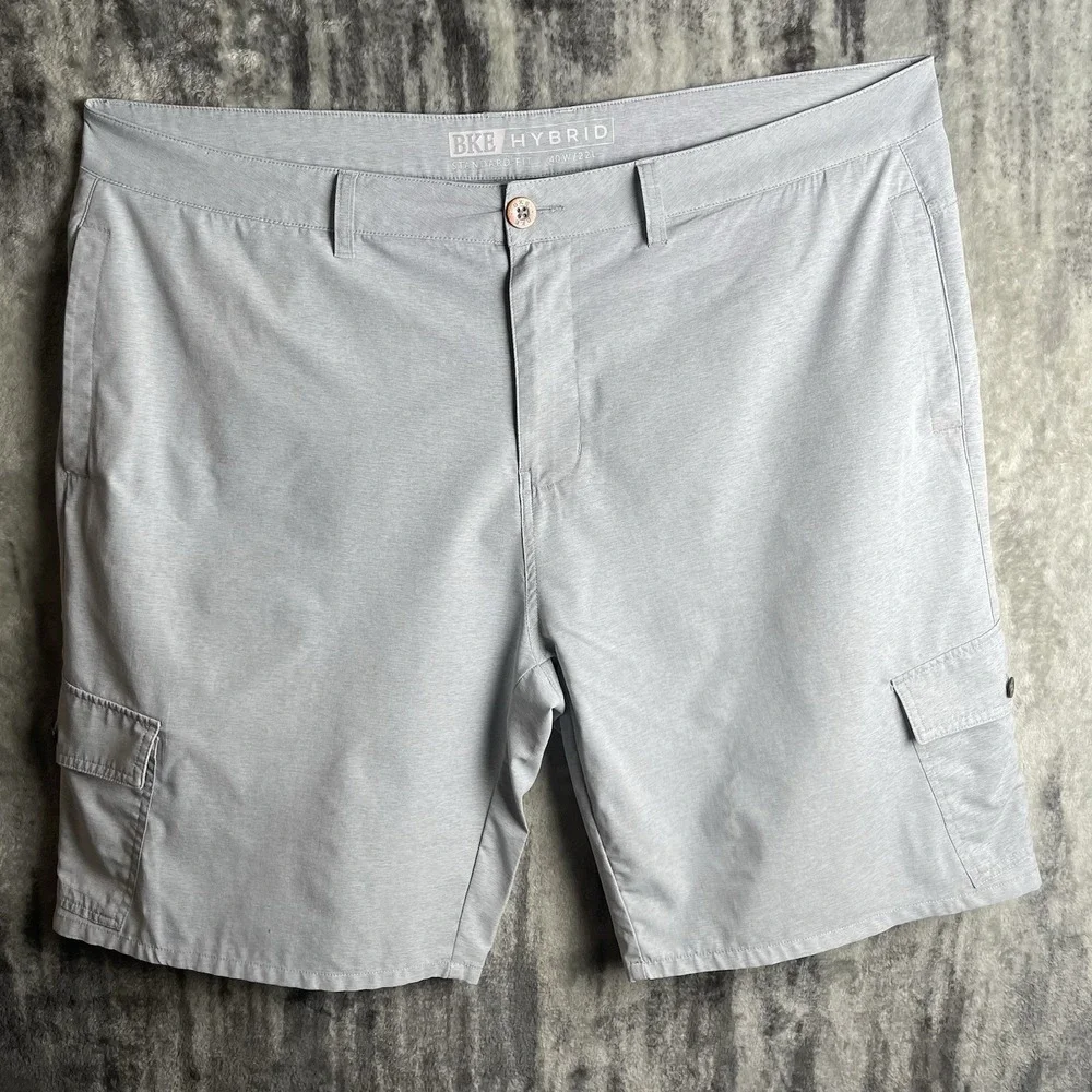 BKE Shorts With Pockets Mens 40 Gray Chino Standard Fit Stretch Casual 10 Inseam